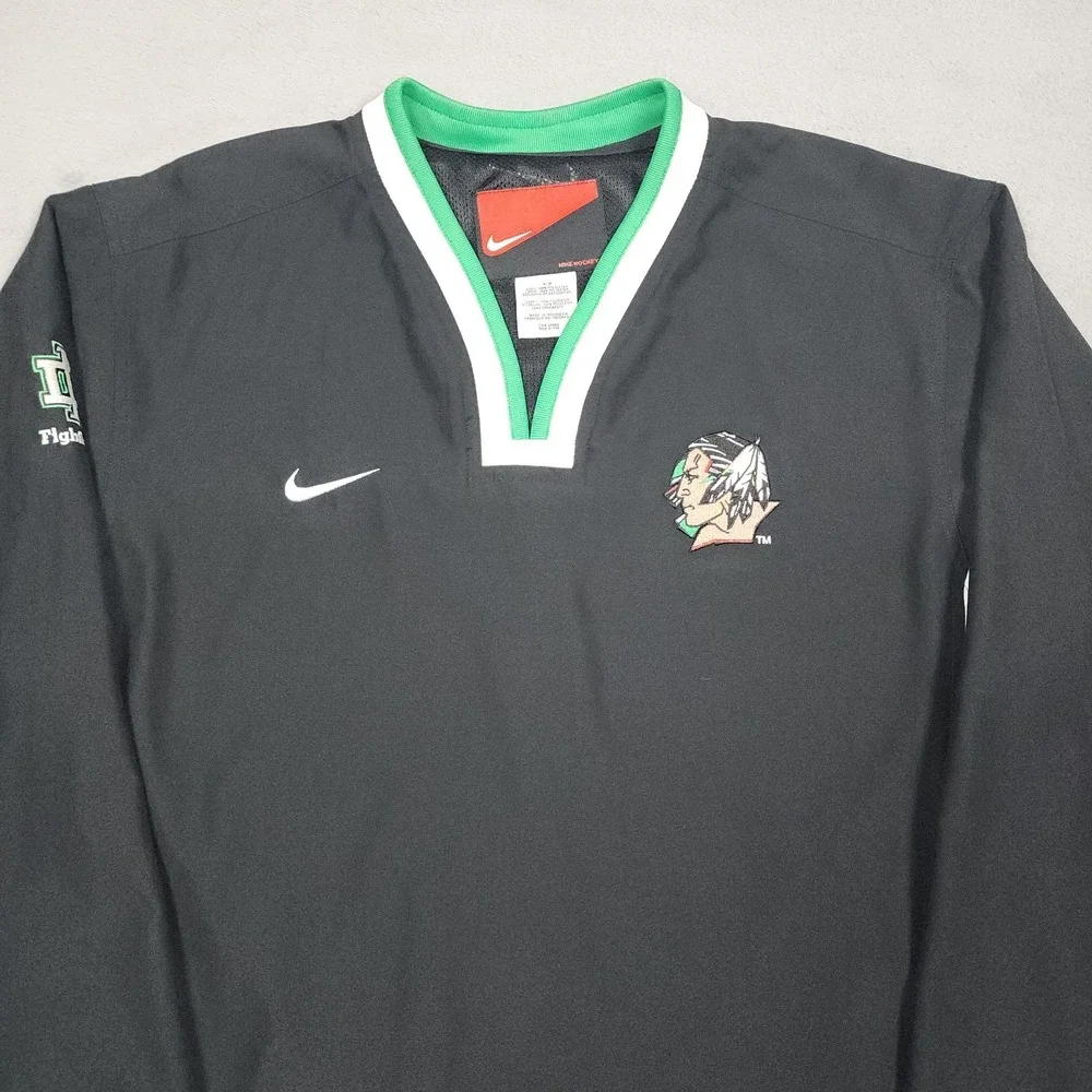 Vintage Nike North Dakota Fighting Sioux Hockey Jacket Mens M Black Pullover
